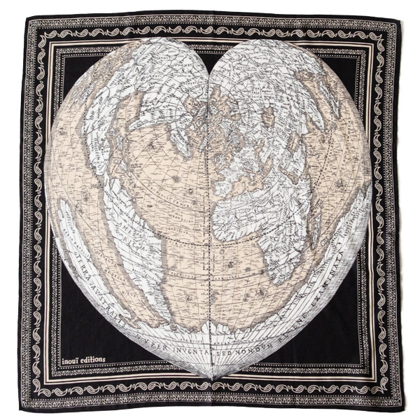 コットンシルクスカーフ MAPPEMONDE(BLACK)