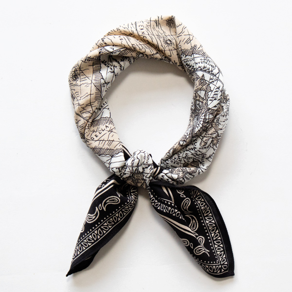 コットンシルクスカーフ MAPPEMONDE(BLACK)