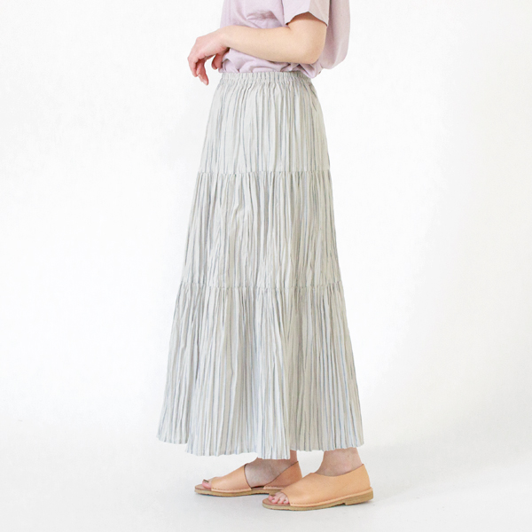 身長162cm(別注STRIPE GREY NAVY/3段レイヤー/ロング)