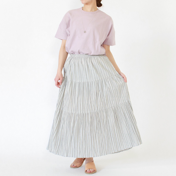 身長162cm(別注STRIPE GREY NAVY/3段レイヤー/ロング)