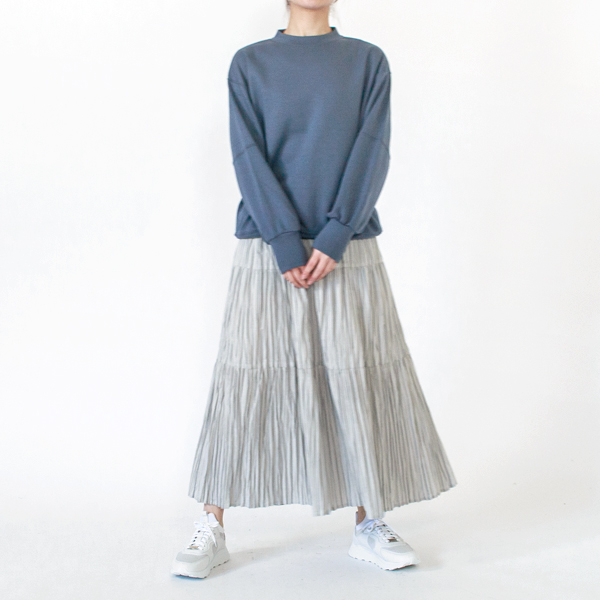 身長162cm(別注STRIPE GREY NAVY/3段レイヤー/ロング)