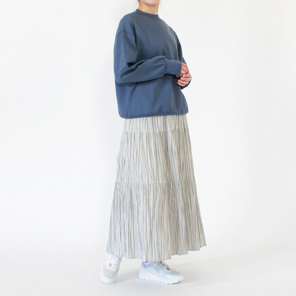 身長162cm(別注STRIPE GREY NAVY/3段レイヤー/ロング)