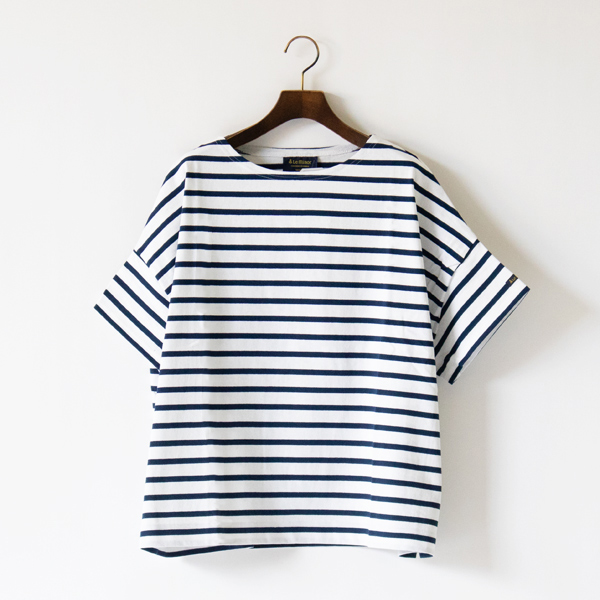 ドルマンTシャツ 切替ボーダー BLANC/MARINE