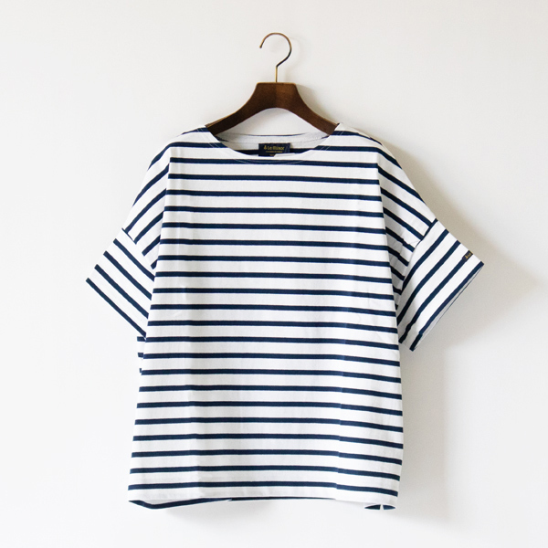 ドルマンTシャツ 切替ボーダー BLANC/MARINE