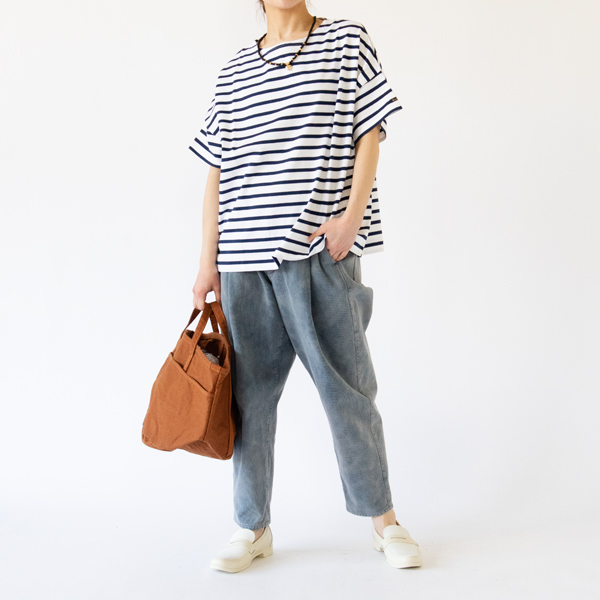 身長162cm（切替ボーダー BLANC/MARINE）