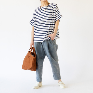 身長162cm(切替ボーダー BLANC/MARINE) 身長162cm(切替ボーダー BLANC/MARINE)