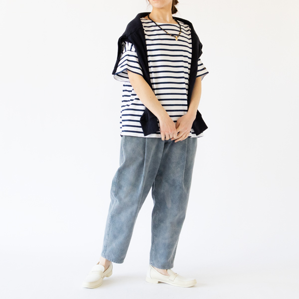 身長162cm（切替ボーダー BLANC/MARINE）