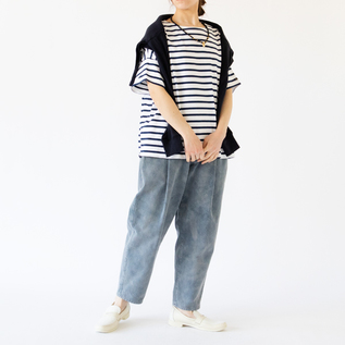 身長162cm(切替ボーダー BLANC/MARINE) 身長162cm(切替ボーダー BLANC/MARINE)