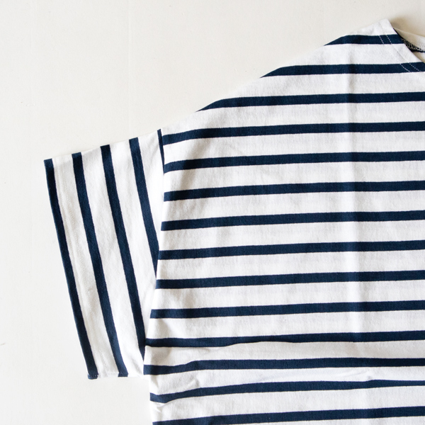 ドルマンTシャツ 切替ボーダー BLANC/MARINE