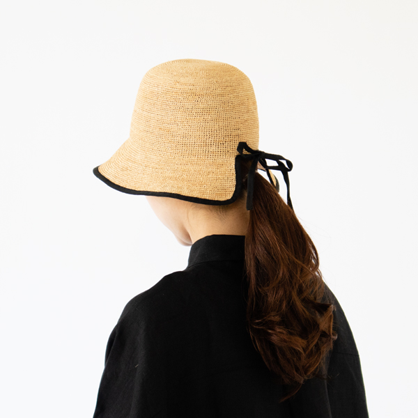 ラフィアハット nicolas(BLACK)