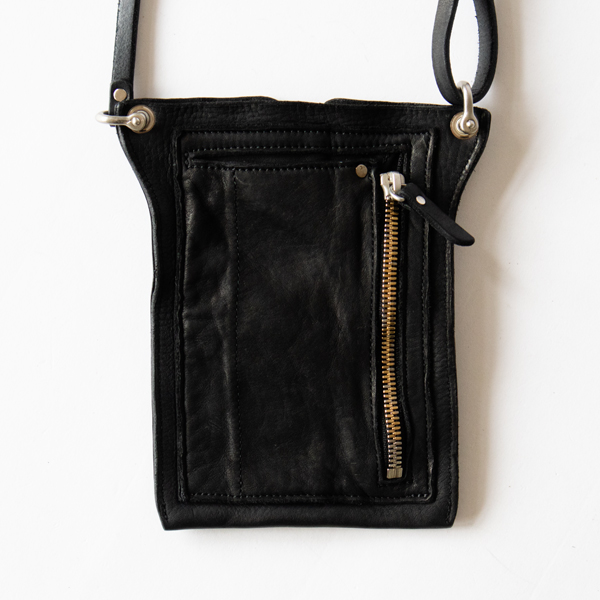 レザーショルダーバッグ SELU-WALLET(CHARCOAL BLACK)
