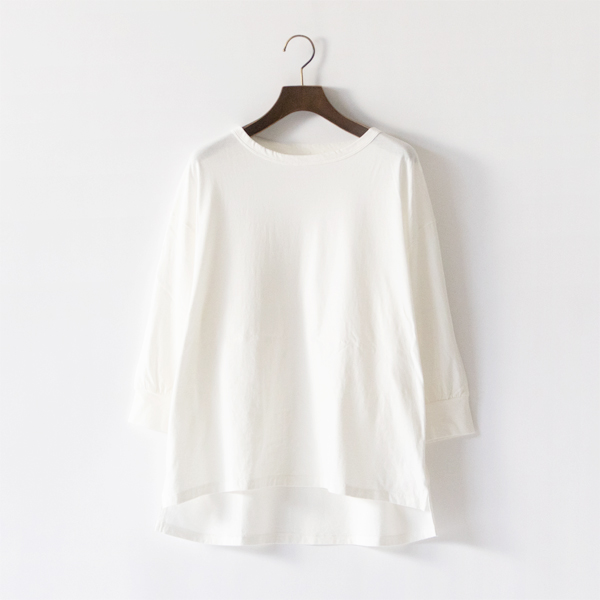 クールローレル加工 コットンドロップショルダーT(WHITE)