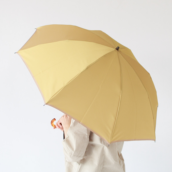 甲州織 晴雨兼用折りたたみ傘 かさね (マスタード/ベージュ)
