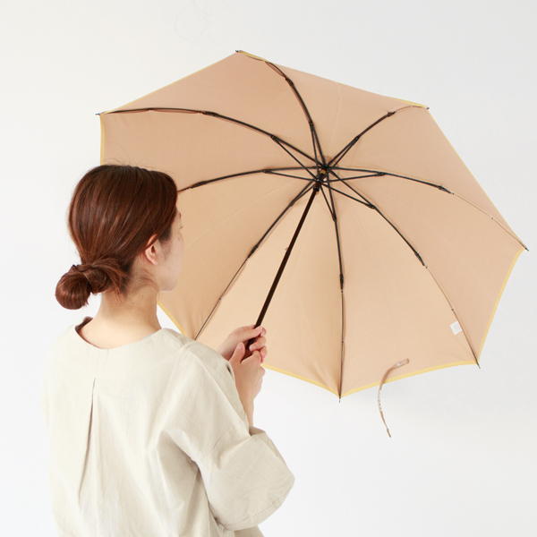 甲州織 晴雨兼用折りたたみ傘 かさね (マスタード/ベージュ)