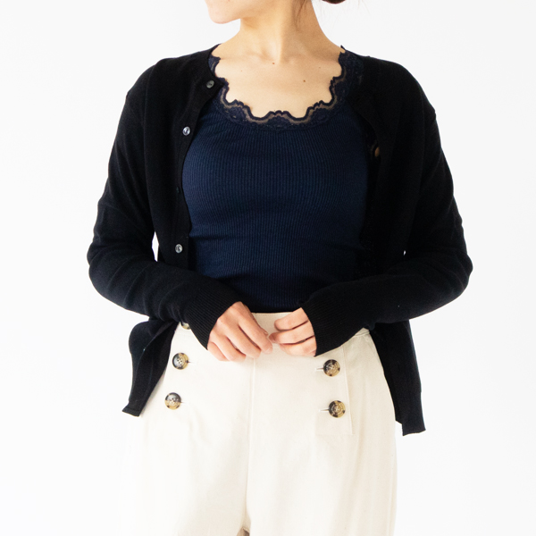シルクレース タンクトップ NAVY