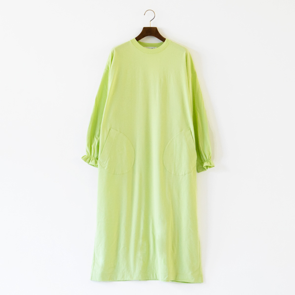 40リバーシブル天竺　ロングスリーブワンピース(LIME)
