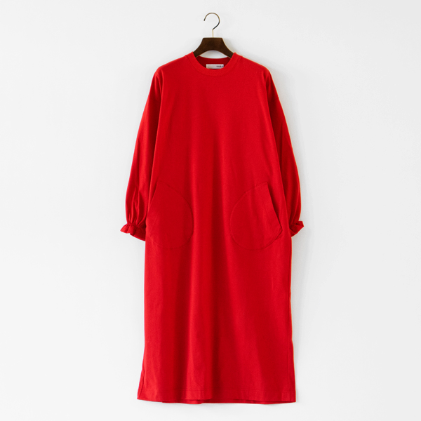 40リバーシブル天竺　ロングスリーブワンピース(RED)