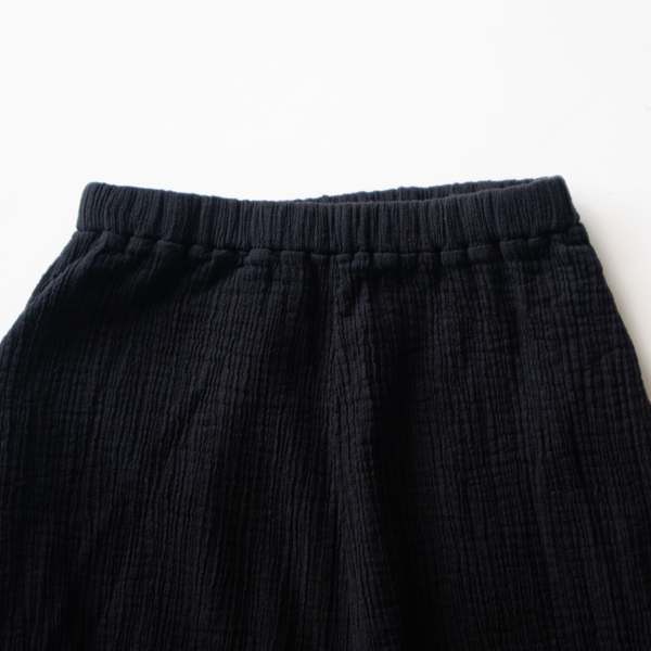 ユニセックス二重ガーゼ テーパードパンツ(漆黒色)