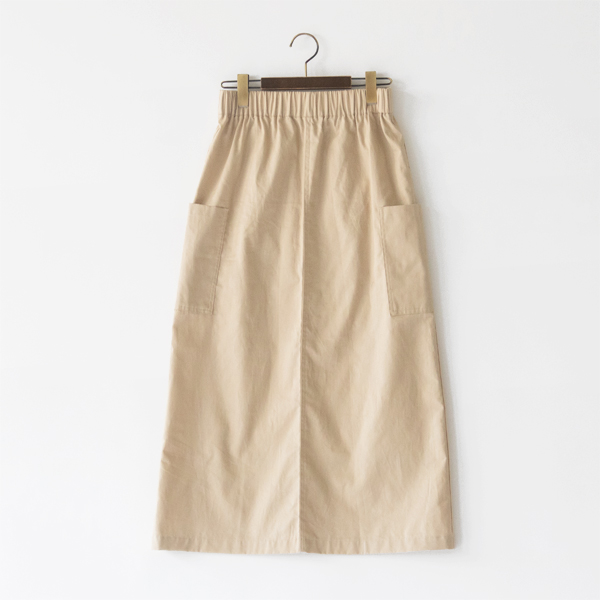撥水コットンツイル バックスリットイージースカート(BEIGE)