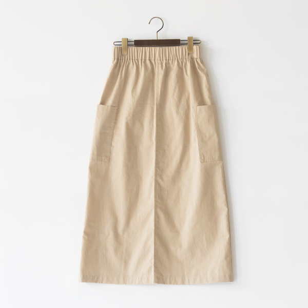 撥水コットンツイル バックスリットイージースカート(BEIGE)