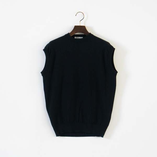 ノースリーブ Crew neck Sleeveless Top S4625 (BLACK)