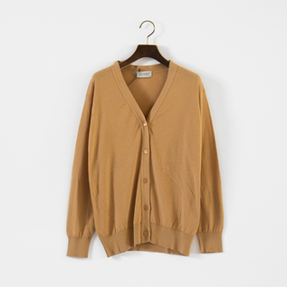 カーディガン V-neck Long sleeved Cardigan S4479 (LIGHT CAMEL/M)