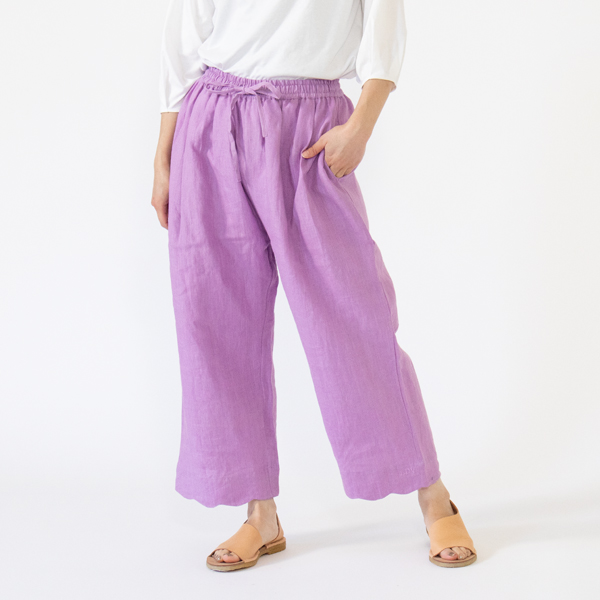 リネンウェーブパンツ	LAVENDER、身長162cm