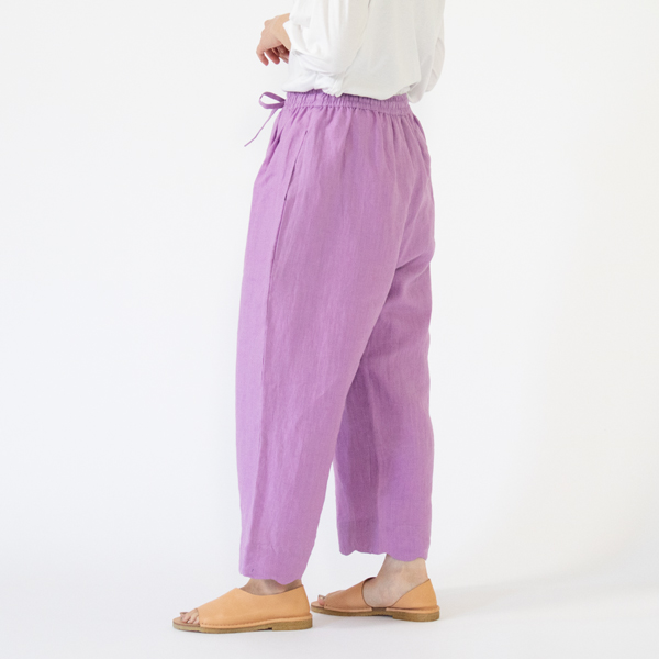 リネンウェーブパンツ	LAVENDER、身長162cm