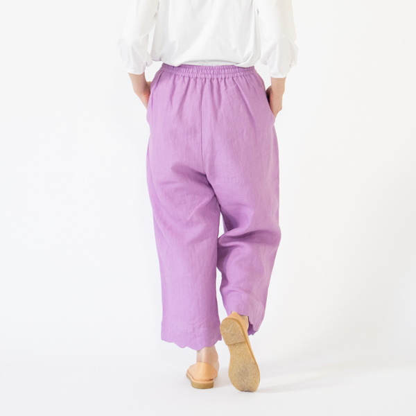 リネンウェーブパンツ	LAVENDER、身長162cm