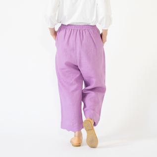 リネンウェーブパンツ	LAVENDER、身長162cm