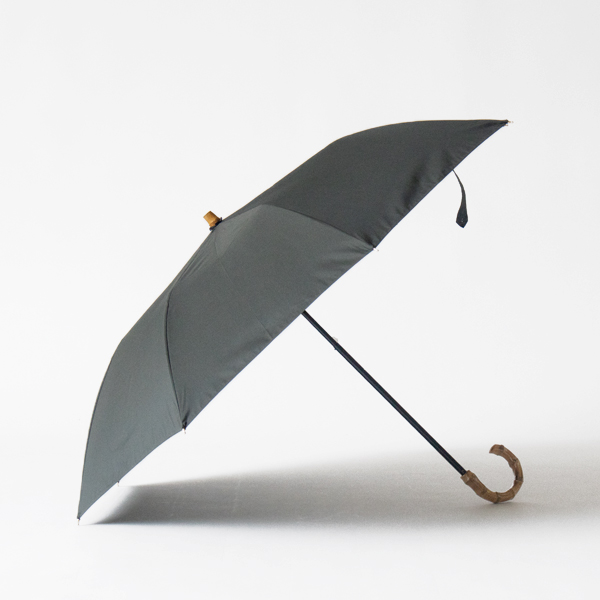 GRAY晴雨兼用折りたたみ傘 バンブーハンドル GRAY晴雨兼用折りたたみ傘 バンブーハンドル