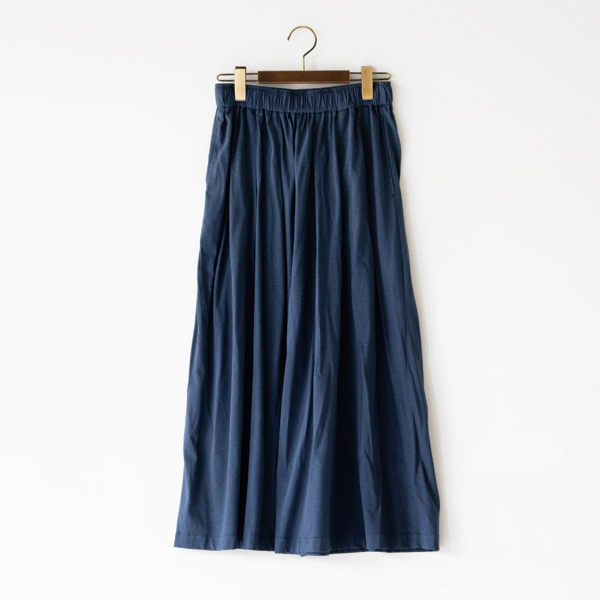 コットンビスコース天竺 ワイドキュロットパンツ(BLUE)