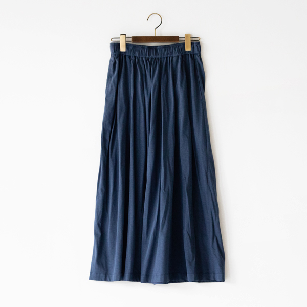 コットンビスコース天竺 ワイドキュロットパンツ(BLUE)