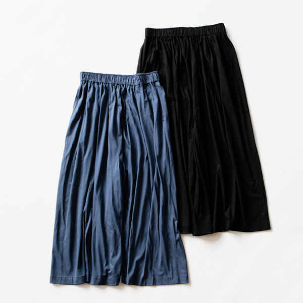 コットンビスコース天竺 ワイドキュロットパンツ