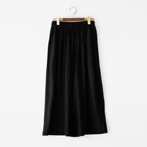  コットンビスコース天竺 ワイドキュロットパンツ(BLACK)