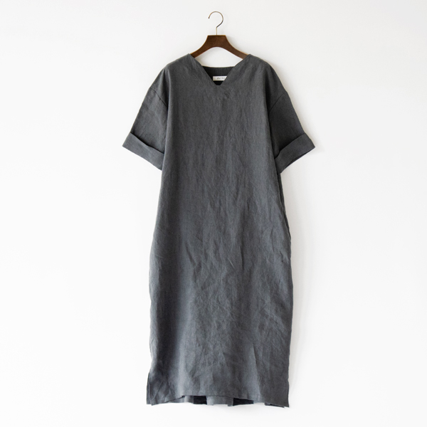 リネンローン カフタンワンピース(GREY)