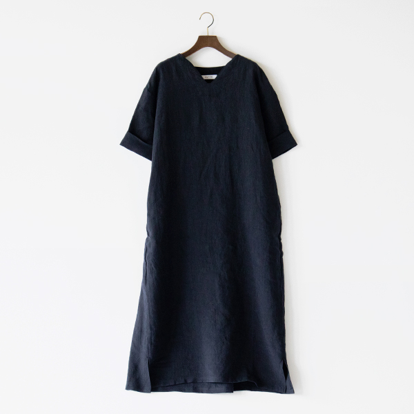 リネンローン カフタンワンピース(NAVY)