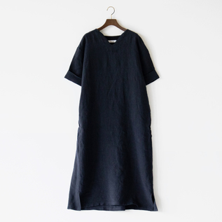 リネンローン カフタンワンピース(NAVY)