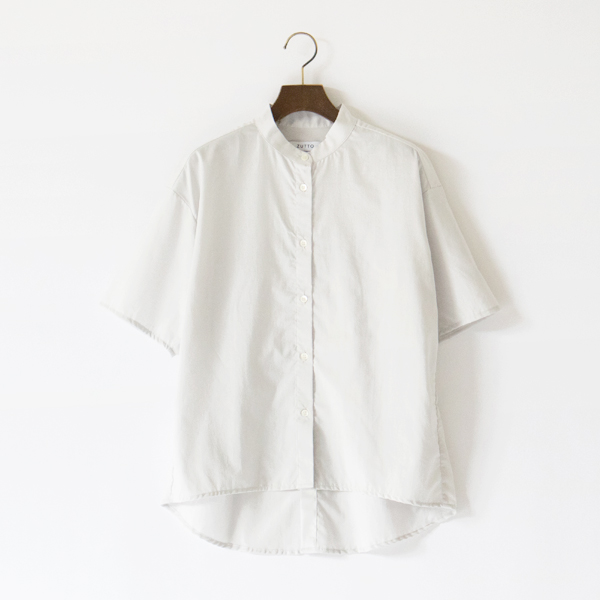 60s チューインローン コットンスタンドカラー半袖シャツ(L.GREY)