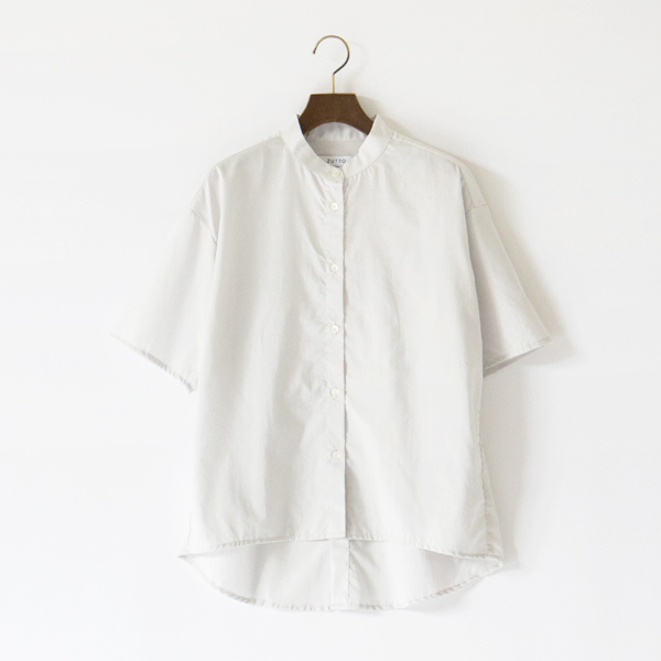 60s チューインローン コットンスタンドカラー半袖シャツ(L.GREY)