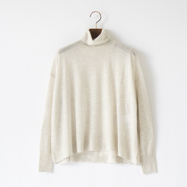 カシミヤ ハイネックニットプルオーバー(L.GREY)