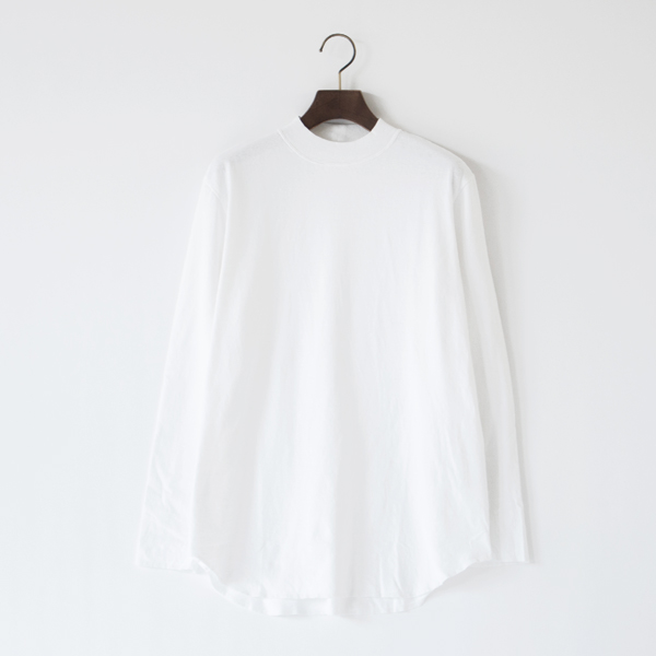 スーピマノイルコットン 長袖レイヤードTシャツ(モックネック/WHITE(L))