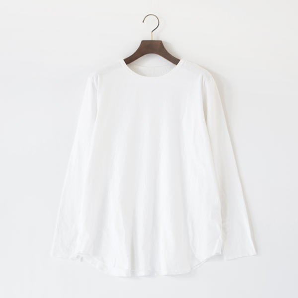 スーピマノイルコットン 長袖レイヤードTシャツ(クルーネック/WHITE(L))