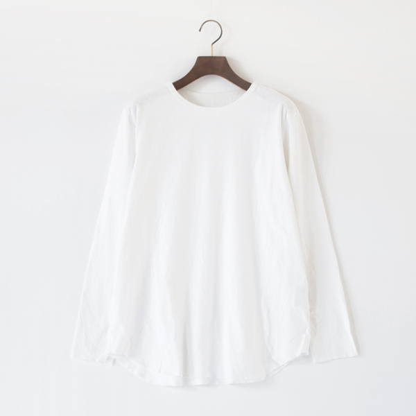 スーピマノイルコットン 長袖レイヤードTシャツ(クルーネック/WHITE)