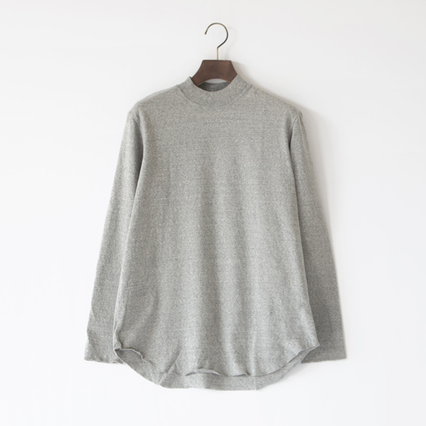 モックネック/TOP GREY(L)スーピマノイルコットン 長袖レイヤードTシャツ モックネック/TOP GREY(L)スーピマノイルコットン 長袖レイヤードTシャツ