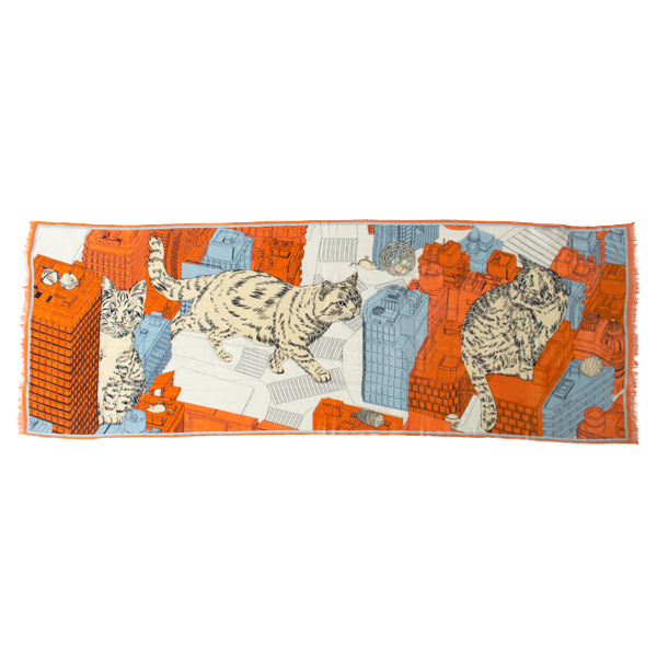 ウォッシャブルウールストール TOKYO(ORANGE)