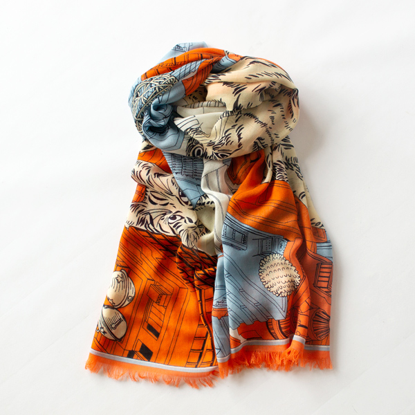 ウォッシャブルウールストール TOKYO(ORANGE)