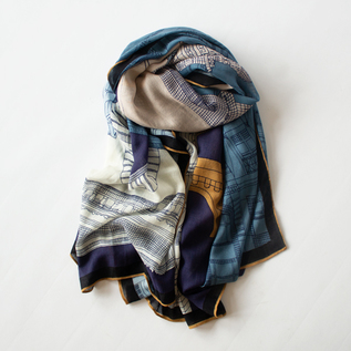 ウォッシャブルウールストール PARIS(NAVY) ウォッシャブルウールストール PARIS(NAVY)