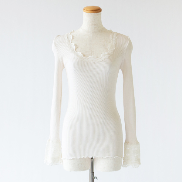 シルクレース ロングスリーブ	NEW WHITE