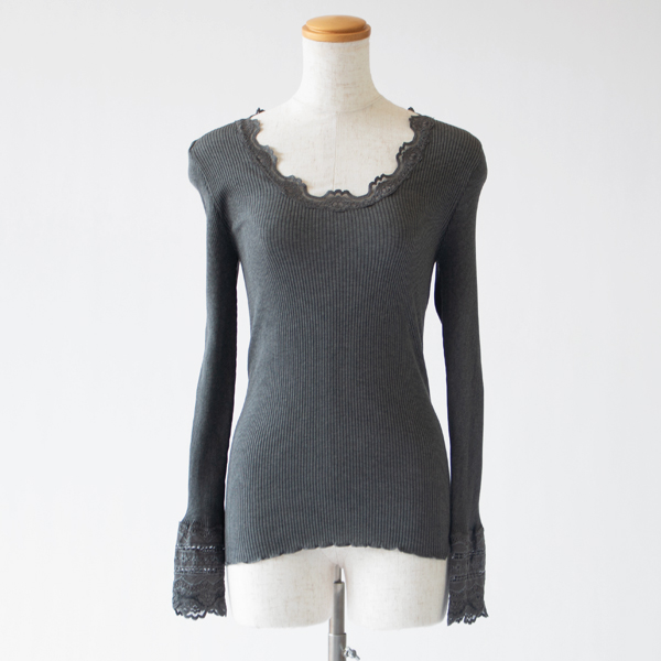 シルクレース ロングスリーブ	DARK GREY MELANGE